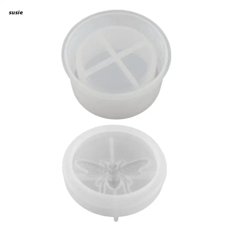 

X7YA Epoxy Mold DIY Epoxy Crystal Mirror Bee Honey Jar Storage Box Mold Silicone Resin Mold for DIY Craft Jewelry Storage