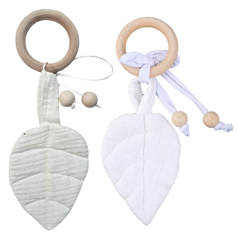 

Baby Wooden Teether Ring DIY Leaf Shape Chewing Teething Nursing Soother Molar