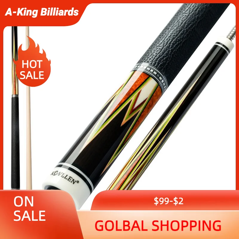 

KONLLEN Billiards Cue Low Deflection Pool Cue Stick Real Wood Inlay Containing Carbon Tube Technology Shaft Leather Handle Cue