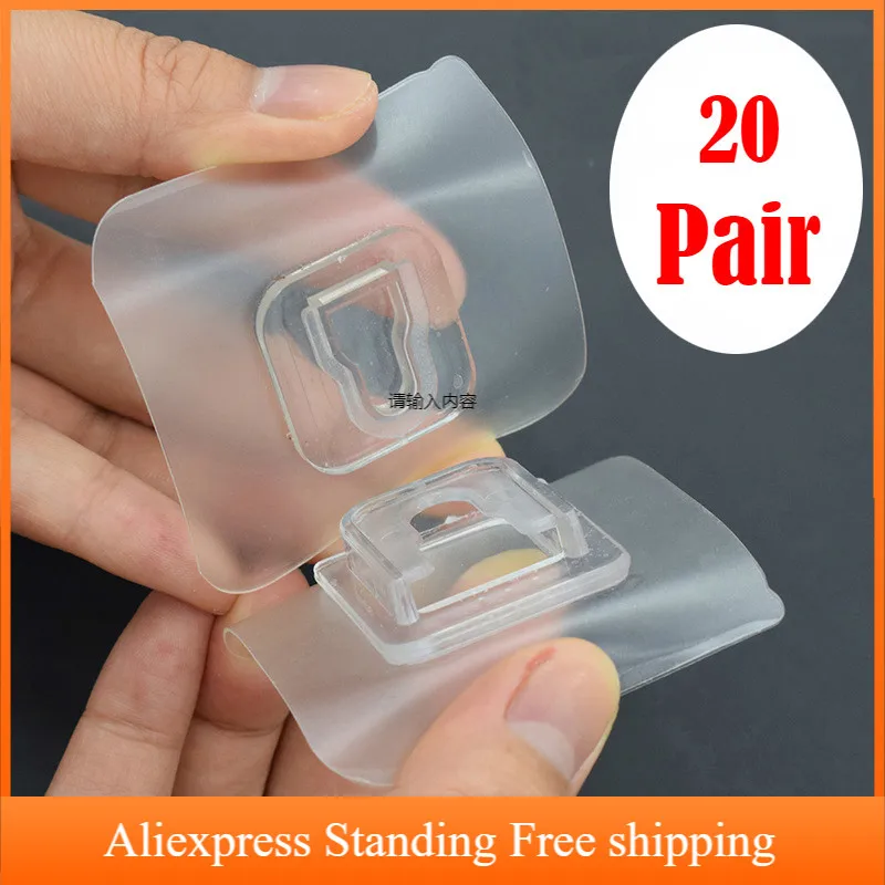 

40/20Pcs Double-sided Adhesive Wall Hook Strong Seemless Cable Clamp Adhesive Hook Rack Bathroom Kitchen Towel Key Hanger