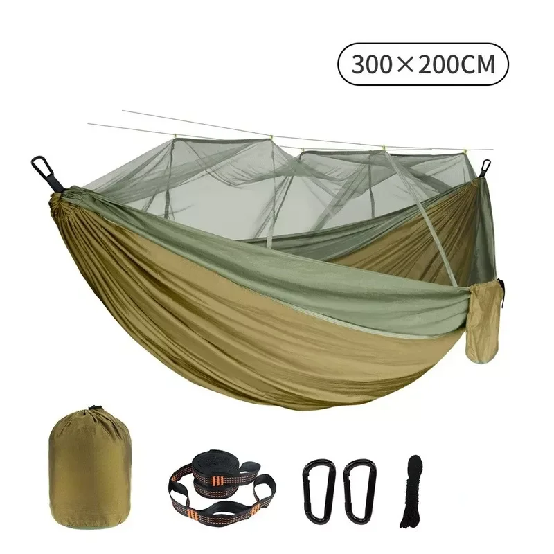 

2023NEW Double Mosquito Net Hammock 300×200CM Plus Size Outdoor Anti-mosquito Hammock Umbrella Cloth Nylon Anti-rollover Camping