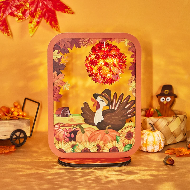

Thanksgiving Turkey 3D Paper Carving Night Lights Atmosphere Lamp USB Power for Living Room Bedroom Deco
