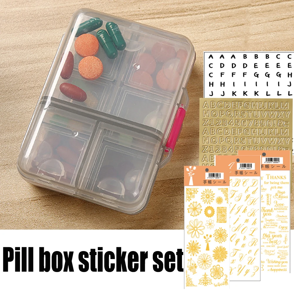 

26 Letter Pill Box Weekly Name Personalized Medicine Box Square Pill Case Anti-Lost Mark Storage Organizer for Tablets Container