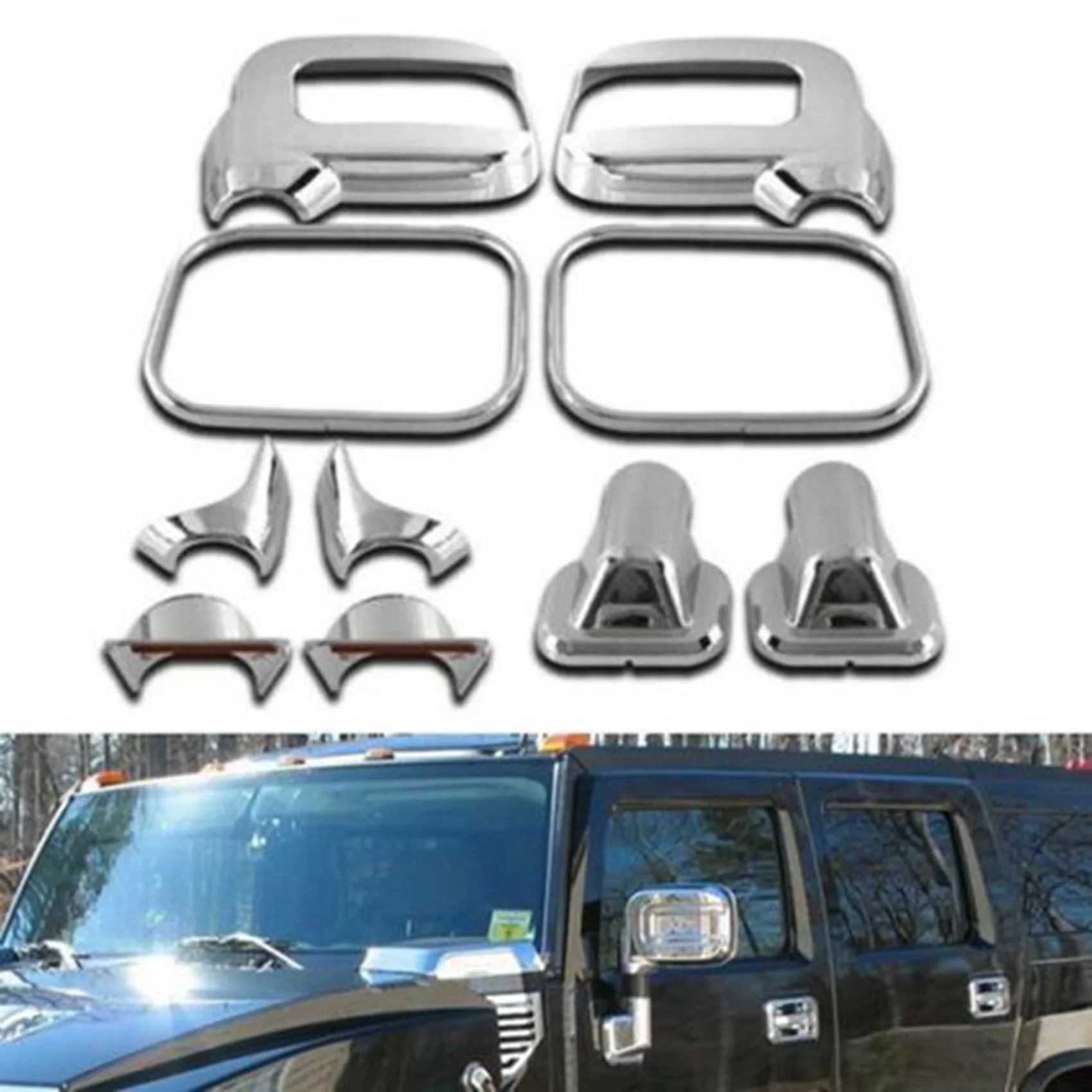 

10PCS Mirror Cover Door Trims Rearview Turn Siganl Cap for HUMMER H2 SUV SUT 2006-2009