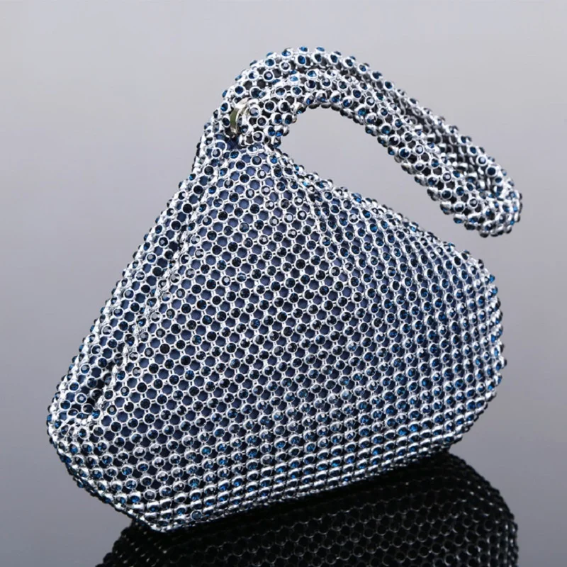 

Dark Blue Luxury Crystal Evening Bag Hobos Clutch diamond party purse Women evening handbag wedding clutch bag Bolsos Mujer Con