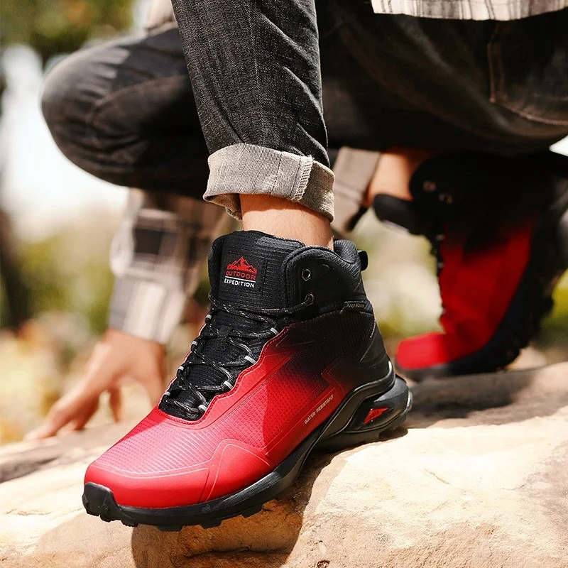 SALUDAS Waterproof Men Boots Warm Plush Snow Boots Outdoor Non-slip Hiking Boots High-top Men's Casual Sneakers Winter Sneakers