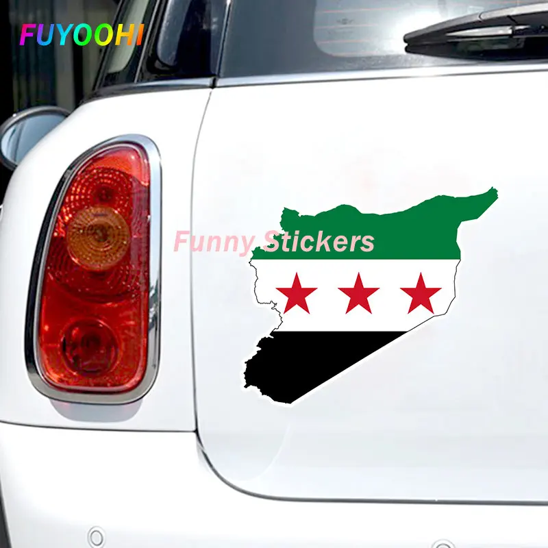 FUYOOHI Funny Sticker Flag Map of Syria Car Sticker Waterproof Vinyl Decal Car Accessories Decor Pegatinas Para Coche Decals