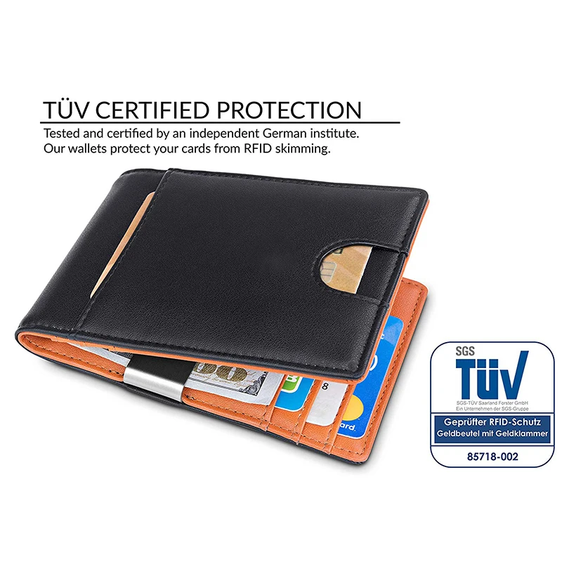 Carbon Fiber Leather Card Holder Wallet Men Credit Card Holder Minimalist Rfid Blocking Slim Cardholder Money Clip Top Quality images - 3