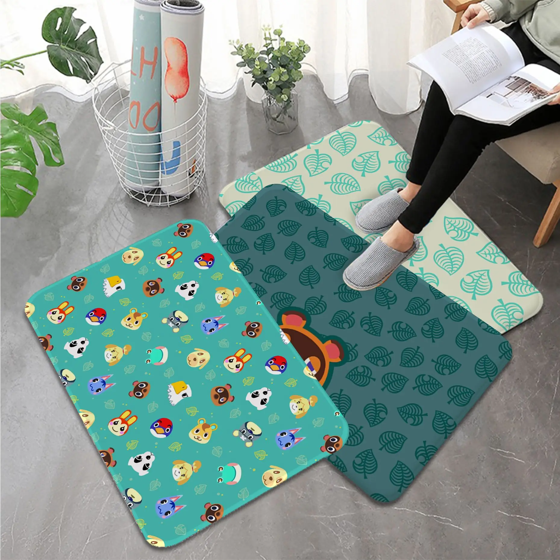 

Animal Crossing Printed Flannel Floor Mat Bathroom Decor Carpet Non-Slip For Living Room Kitchen Bath Mats Doormat