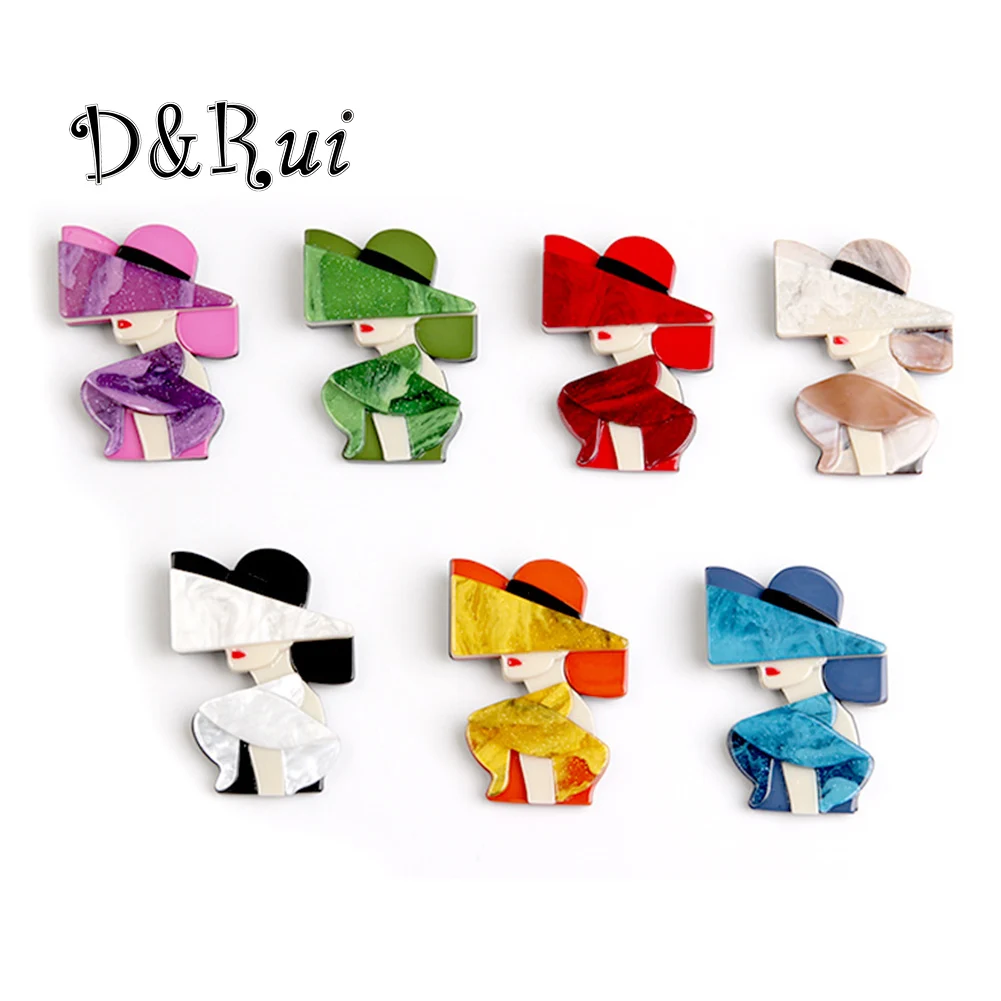 

D&Rui Fashion Humanoid Acrylic Brooches Sexy Beauty Design Evening Dress Jewelry Accessories New Birthday Party Gift Brooch