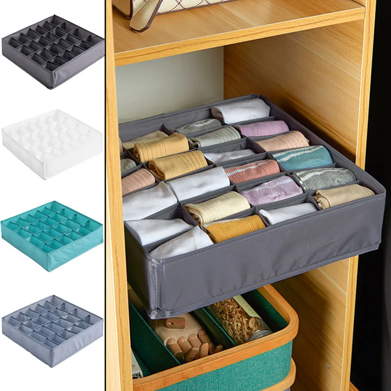 

24 Grids Socks Storage Box Foldable Drawer Underwear Organizers Home Closet Organizer Drawer Divider Box Sock Bra Storage Box