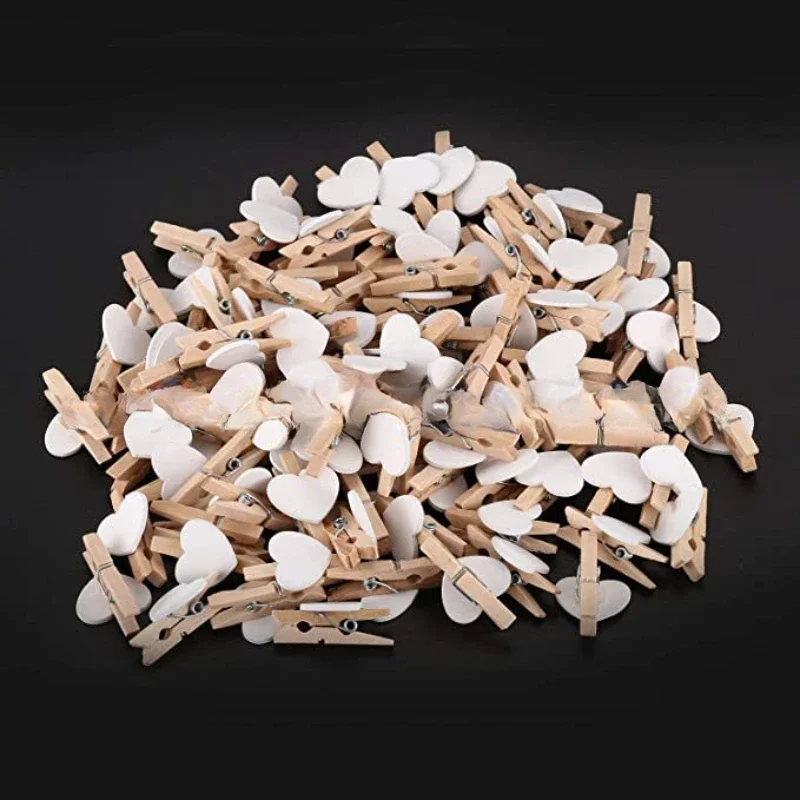 50 sztuk drewnianych klipsów Love Heart Pegs DIY Cute Wedding Decoration Craft Clothespin Holiday Decorations