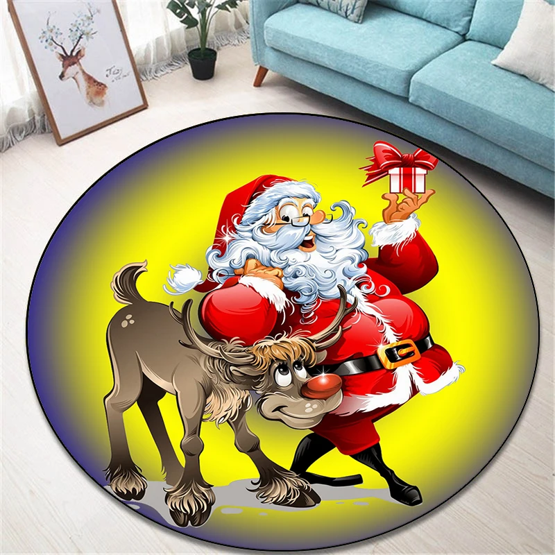 Рождественский круглый ковер с принтом для гостиной коврик детей напольный йоги