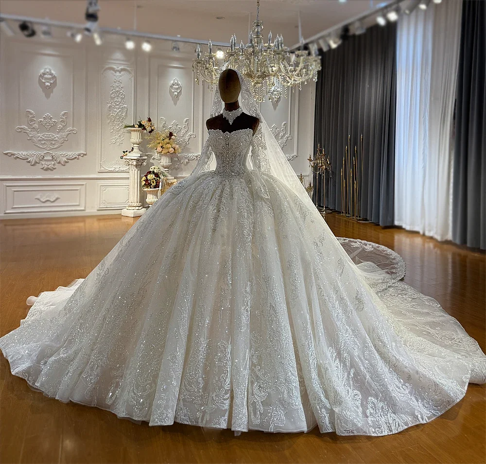 Фото Индивидуальное роскошное свадебное платье Amanda Novias: официальный новый дизайн, элегантное платье без бретелек для невесты со съемными рукавами №5