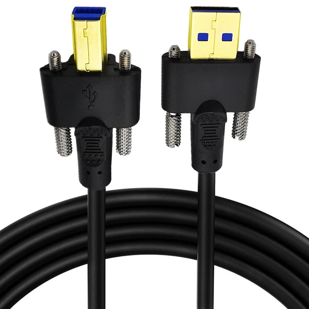 

USB3.0 printing cable with fixed screw data cable usb am to bm with double screw M3 model high-speed gold plating1m/2m 5Gbps