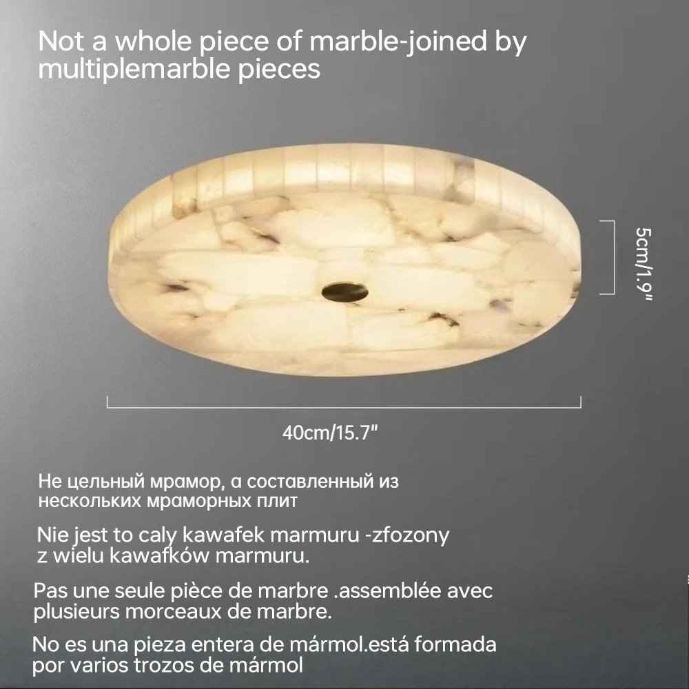 

Круглый медный потолочный светильник из мрамора и алебастра