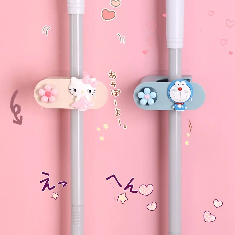 

Hellokitty Cute Cartoon Mop Hanging Wall Non-perforated Mop Fixed Storage Hanging Rack Strong Mop Clip Card Holder Hook