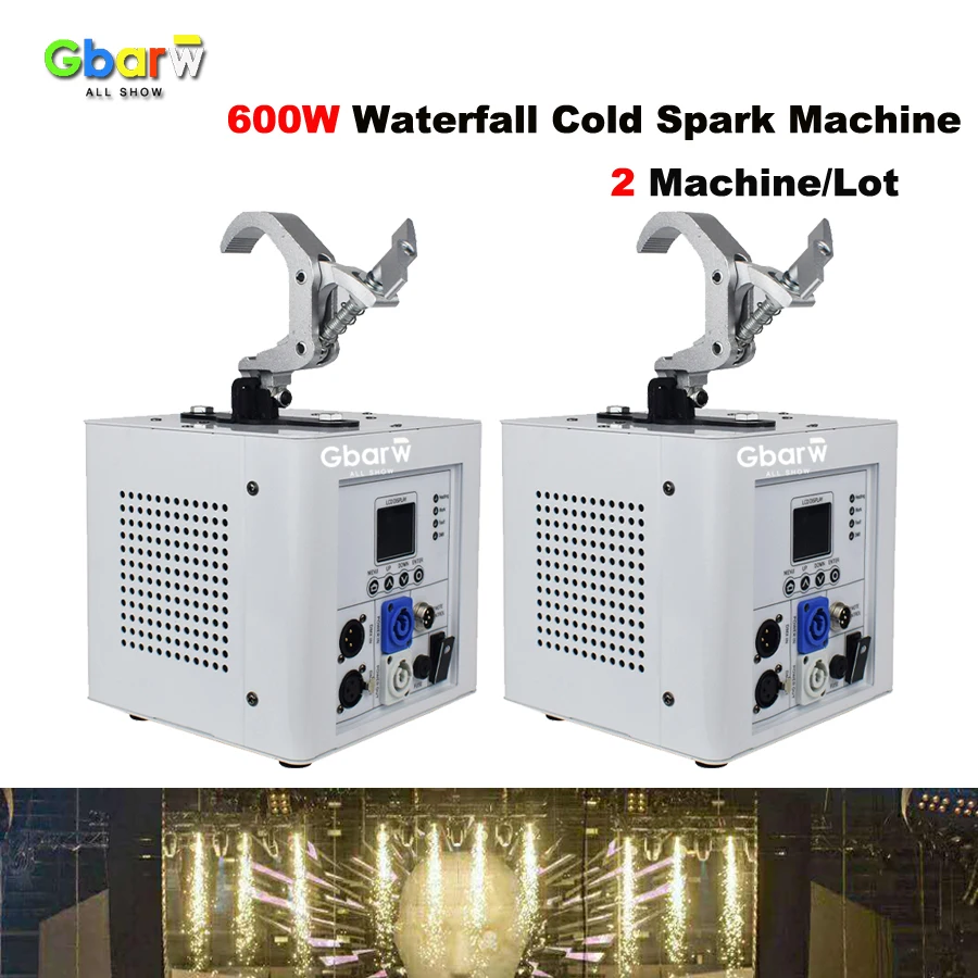 

No Tax 2Pcs Waterfall Fountain 600W Wireless DMX Remote Cold Spark Machine Fireworks For Wedding Party Sparkular Machine