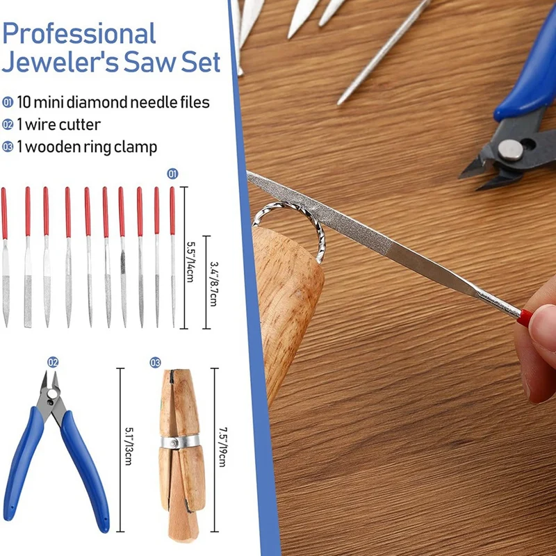 Набор инструментов включает в себя ювелирную пилку настольную игольчатую зажим