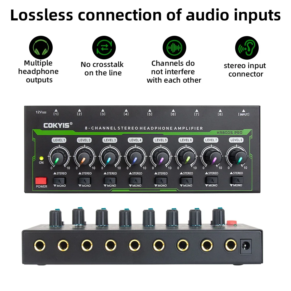 HA800 PRO 8-канальный усилитель для наушников аудиоусилитель ультракомпактный