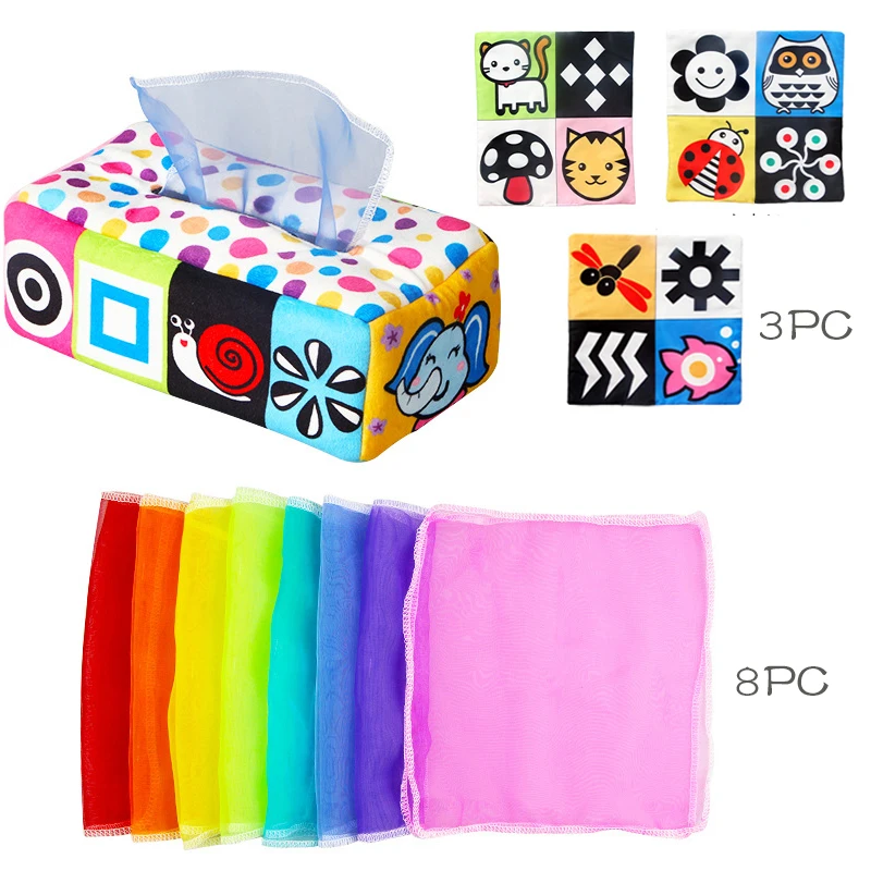 

Детская коробка для салфеток, игрушки Монтессори, детские игрушки 0-12 месяцев, интерактивные игрушки, обучающие сенсорные игрушки