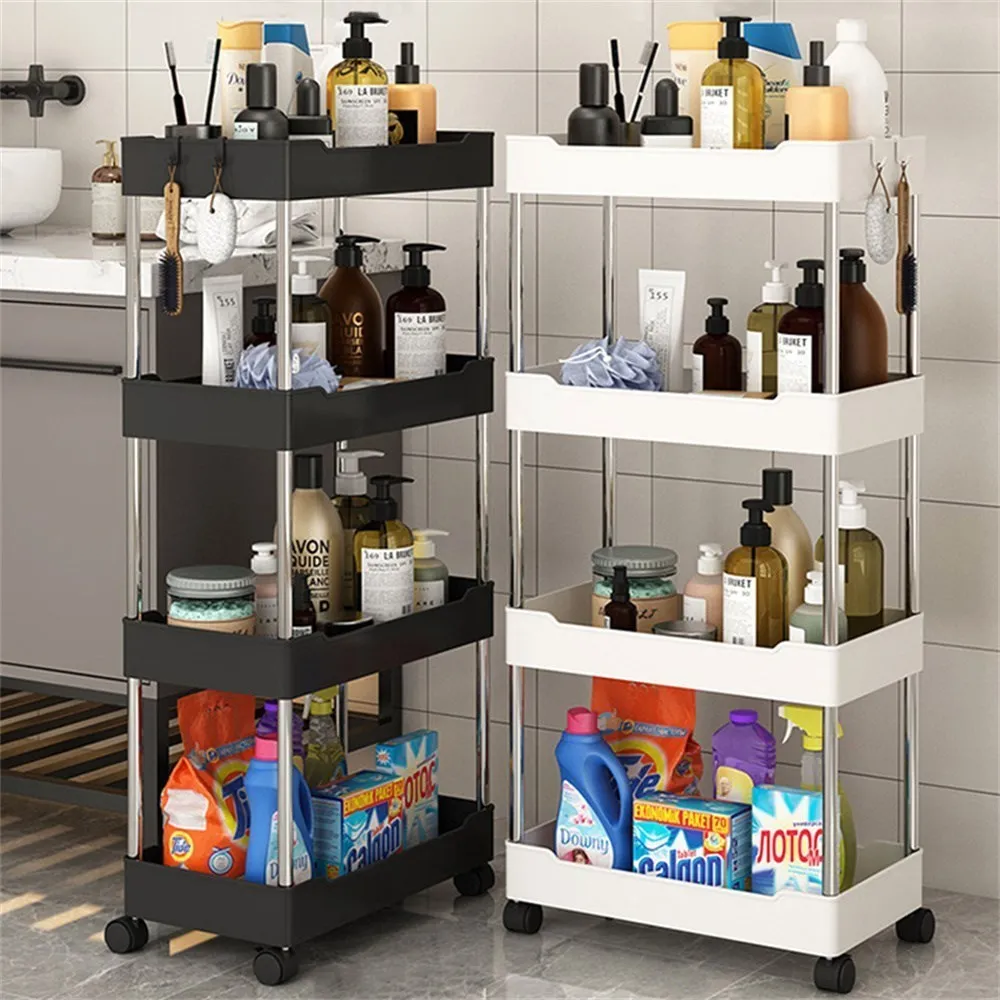 

Shelf Shelf Rolling Organizer Storage Gap Bathroom Movable Slide Storage Utility Slim Rack Kitchen Livingroom Tier Rack Cart 3/4