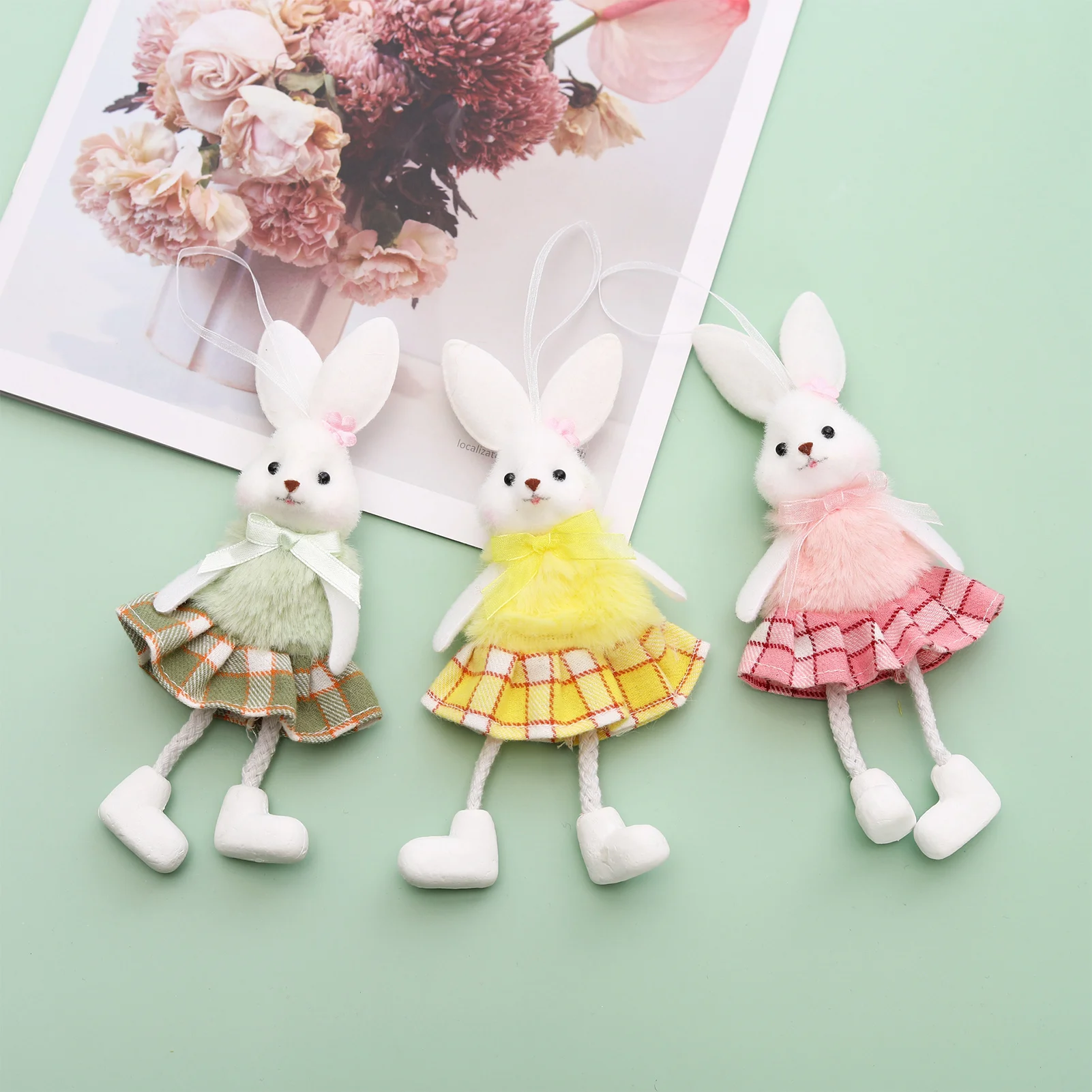 

3pcs Easter Cute Bunny Dolls Rabbit Pendant Happy Easter Party Decor Ornaments For Home 2022 Easter Kids Toys Gifts Favor