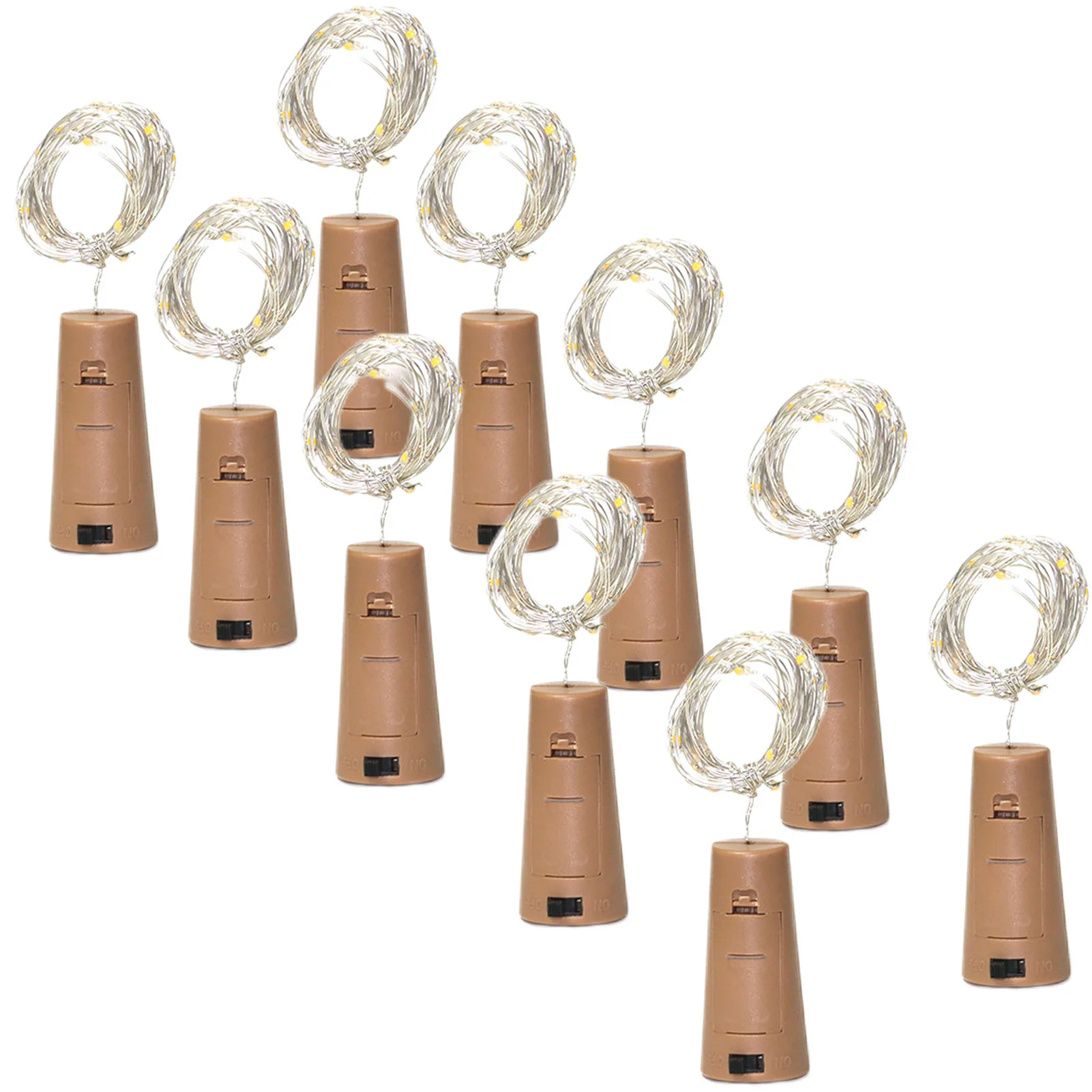 

10pcs Wine Bottle Light With Cork 20 LED String Lights Battery Fairy Lights Garland Christmas Party Wedding Bar Decoration