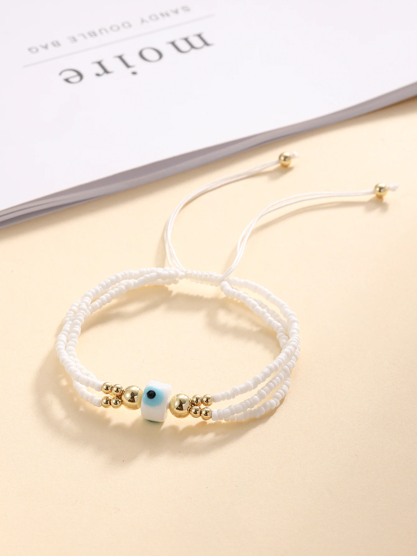 European and American customs, ethnic elements, devil's eyes, multi-layer layered women's bracelet, colorful rice bead bracelet