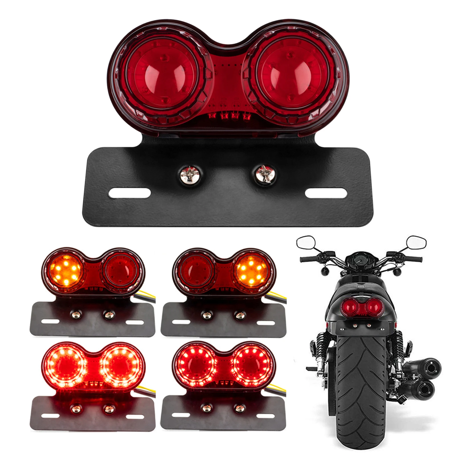 

Motorcycle Tail Light Red LED Tail Light Motorbike Brake Rear Lamp Taillight For Chopper For Bobber 12V