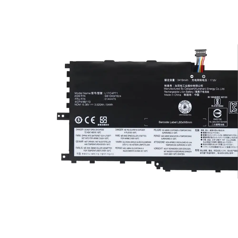 Новый аккумулятор 01AV474 для ноутбука Lenovo ThinkPad X1 YOGA GEN 3 2018 01AV475 L17M4P71 L17C4P71 SB10K97623 01AV499