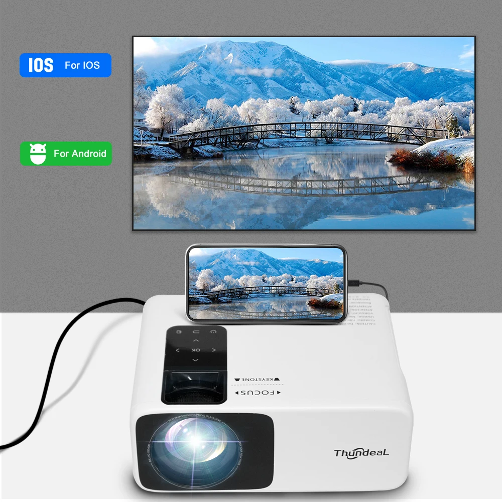 Проектор ThundeaL TD93PRO Android 9.0 OS Full HD Родное Разрешение 1920x1080P 2K 4K Видео Портативный