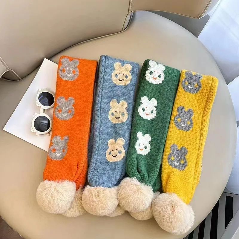 

Children's scarf Winter bunny knitting wool cross children's cartoon scarf