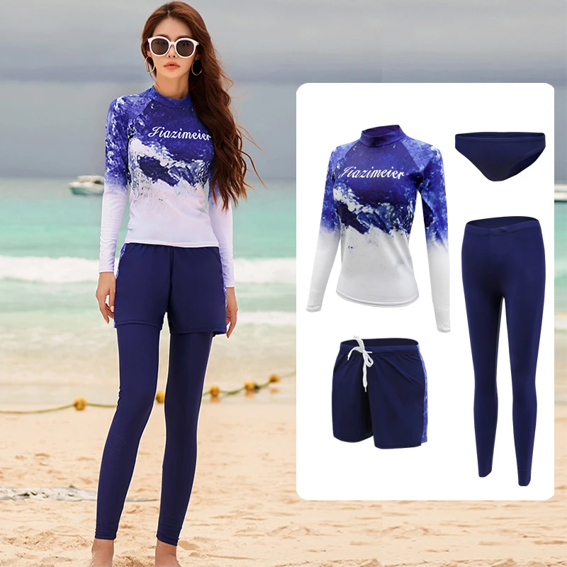 

Женский раздельный купальник с длинным рукавом и шортами