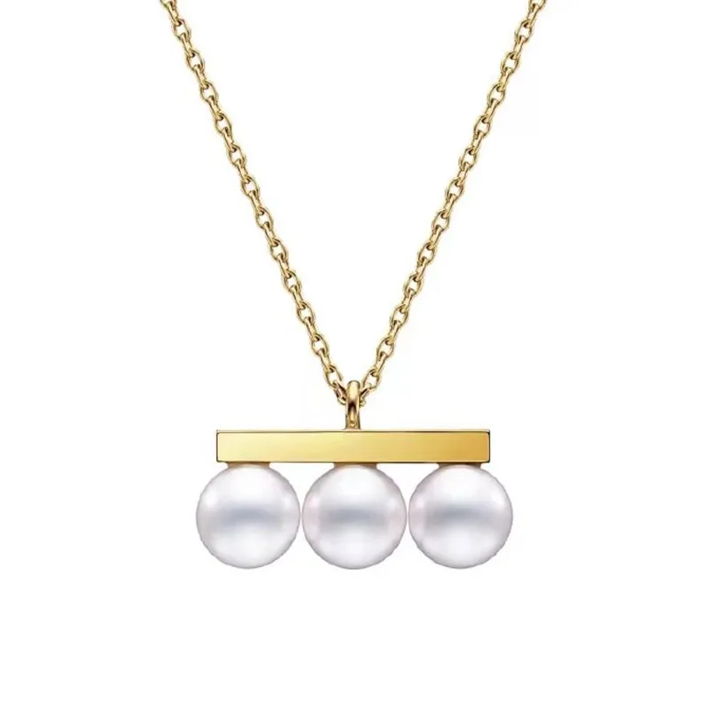 

Creative Gold and Silver Color Balance Beam Pearl Pendant Necklace Simple Trendy Jewelry For Women Link Chain Necklace Accessory