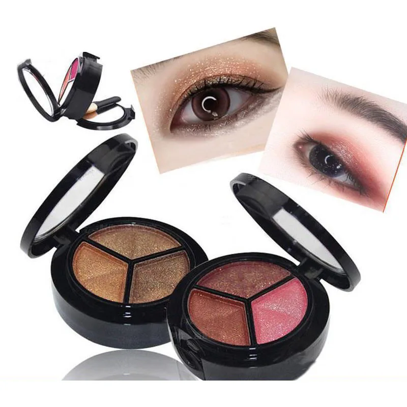 

Палетка блестящих теней для век, 3 цвета, макияж, медный бронзер, серебристый, серый, металлик, дымчатые, сгибающиеся тени для век, нюдовая кос...