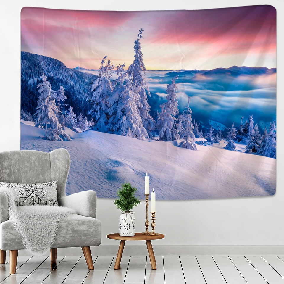

Home Decor Snowman Pine Tapestry Christmas Gift Printed Wall Hanging Indian Tapestry for Bedroom Living Room 230x180cm tapiz