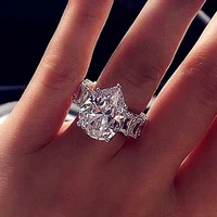 huitan crystal water drop cubic zirconia ring fashion luxury engagement wedding accessories rings for women wholesale jewelry