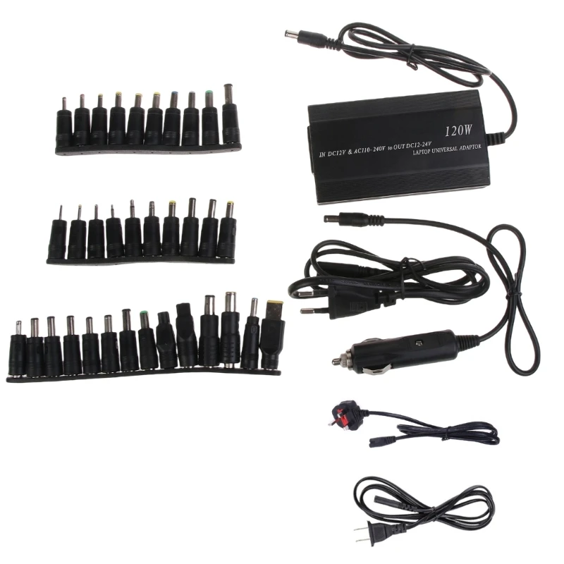 

Universal Laptop Charger 120W Adapter with 34 Multi-Connectors Power Supply Adapter Safety Protect Charger 65cm Cord