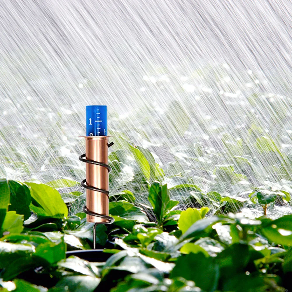 

Spiral Lawn Rain Gauge Outdoor Copper Accurate Floating Rain Meter for Outdoors Stake Garden Landscape Pluviometer Float Measure