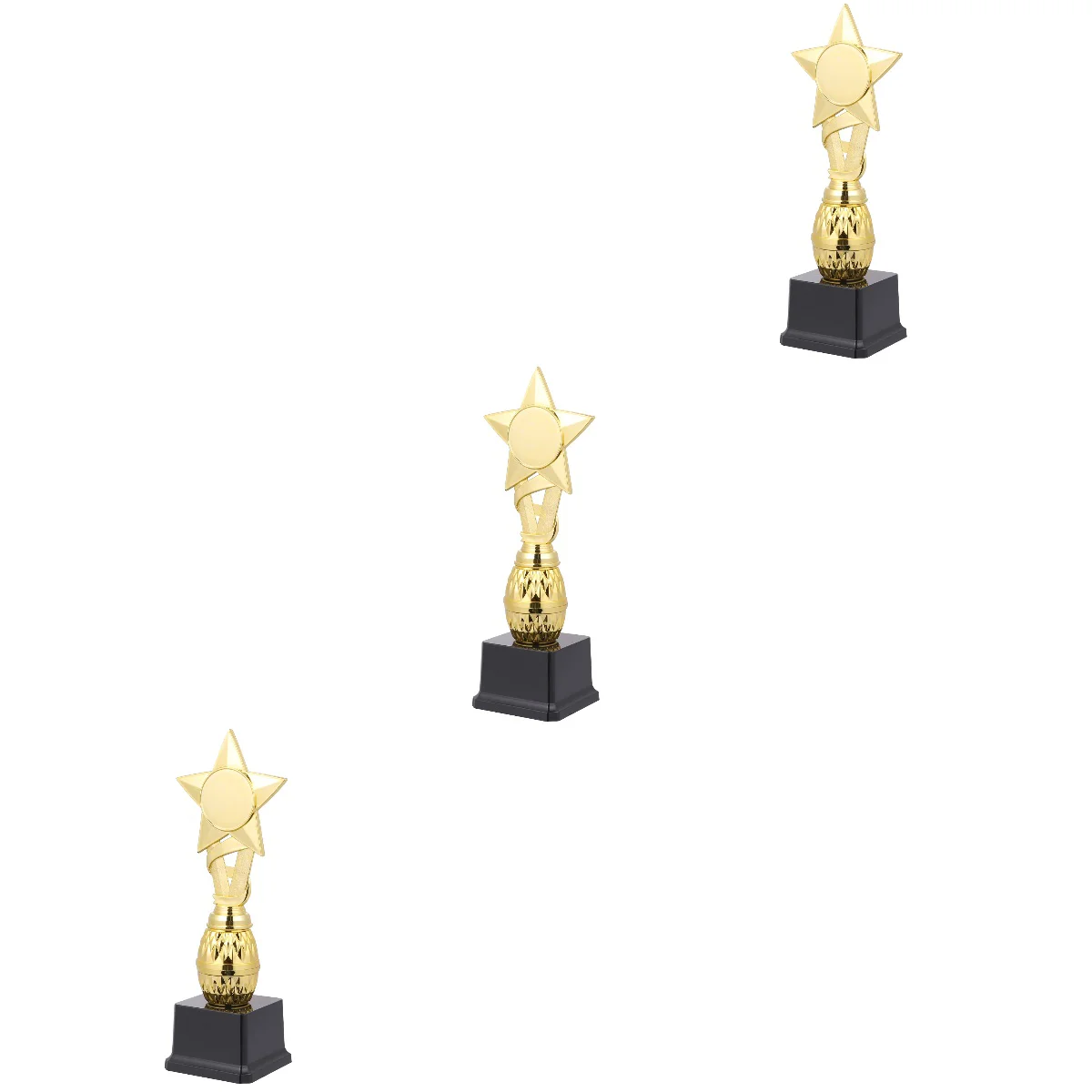 

3pcs 29cm Competitions Plastic Trophy Kids Ribbon Star Reward Trophy Creative Activity Award Cup