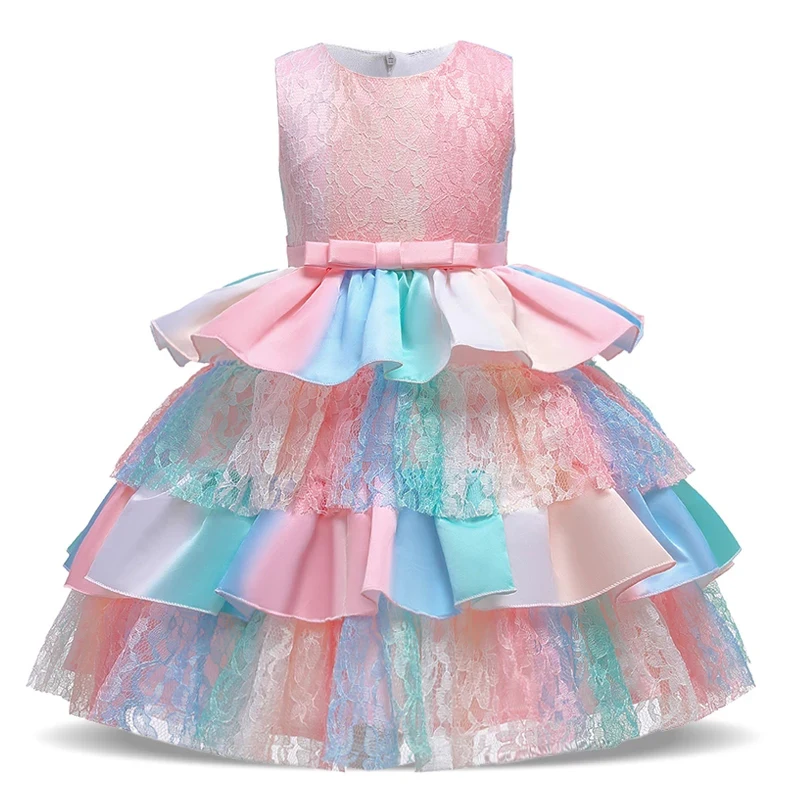 

Girl's Ceremonial Dress Kids Clothes 2022 Summer Children Colorful Dresses Birthday Lush Frocks Tutu Dress for Teenagers Vestido