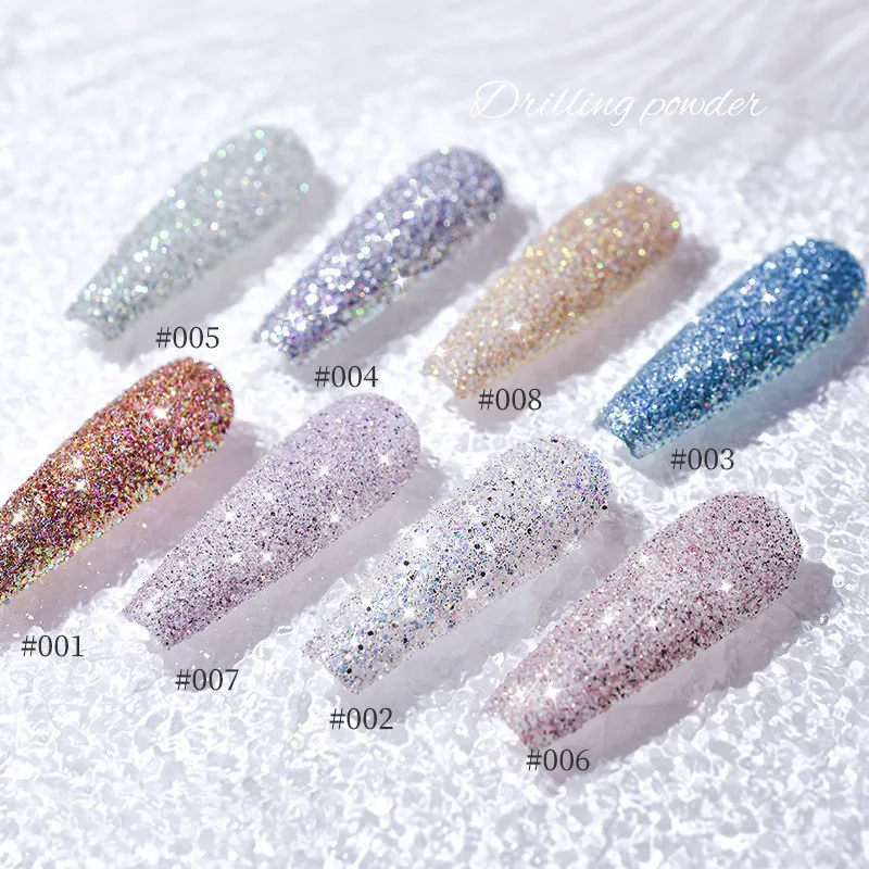 8 Colors Nail Crystal Diamond Powder Rainbow Color Glitter Shiny Pigment Holographic Glass Micro Drill Nails Art Decoration |
