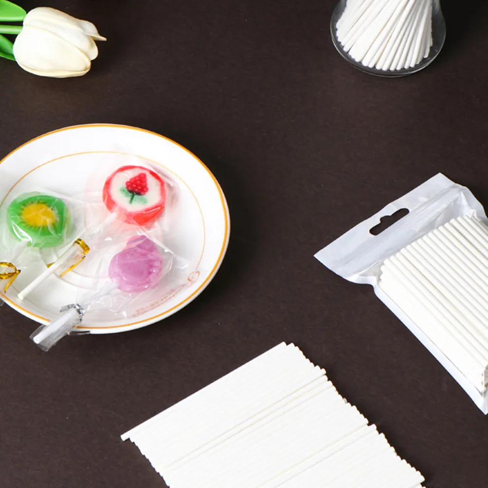 Фото 200 шт. Премиальные палочки для леденцов из пищевой бумаги, для изготовления конфет, DIY-поделок, подставки для леденцов, для кейк-попсов, шоколадных десертов №1