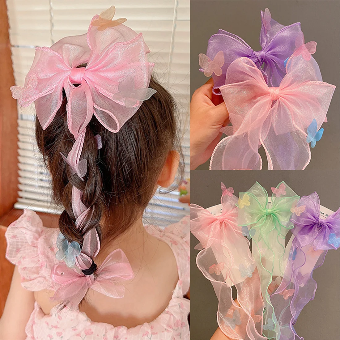 

Girls Colorful Large Bows Ribbon Hair Clips Sweet Barrette Hairgrips Duckbilled Bow Hairpin Hair Accessories For Women