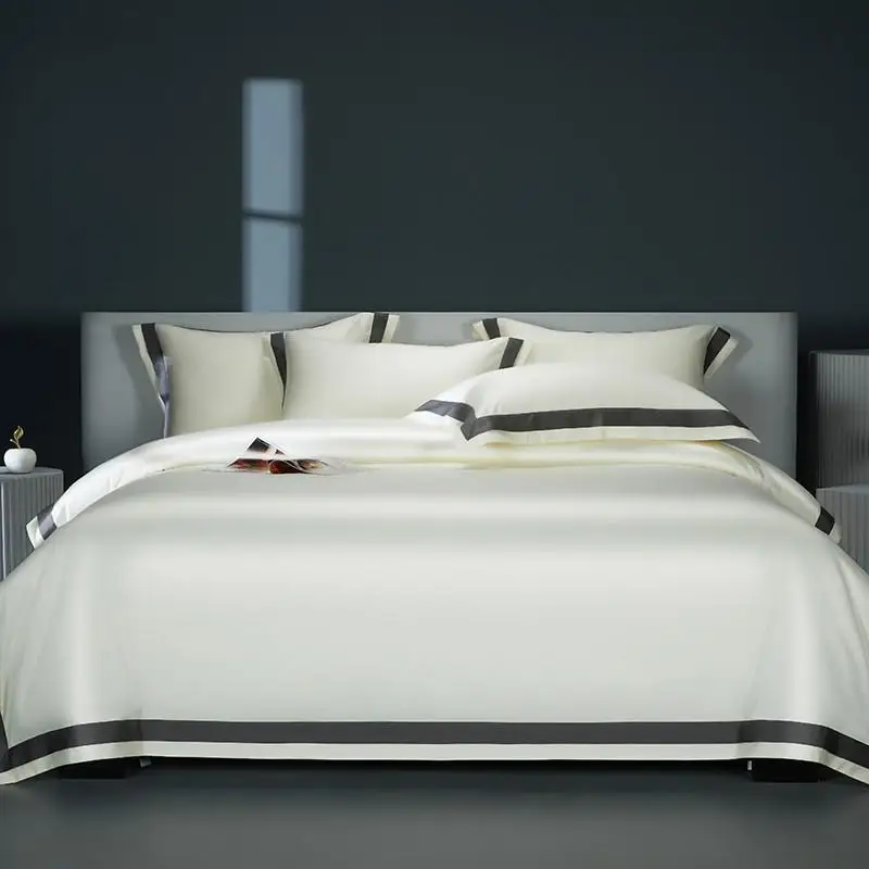 

Комплект постельного белья IvaRose HOME TEXTILE 1400TC египетский хлопок белый серый
