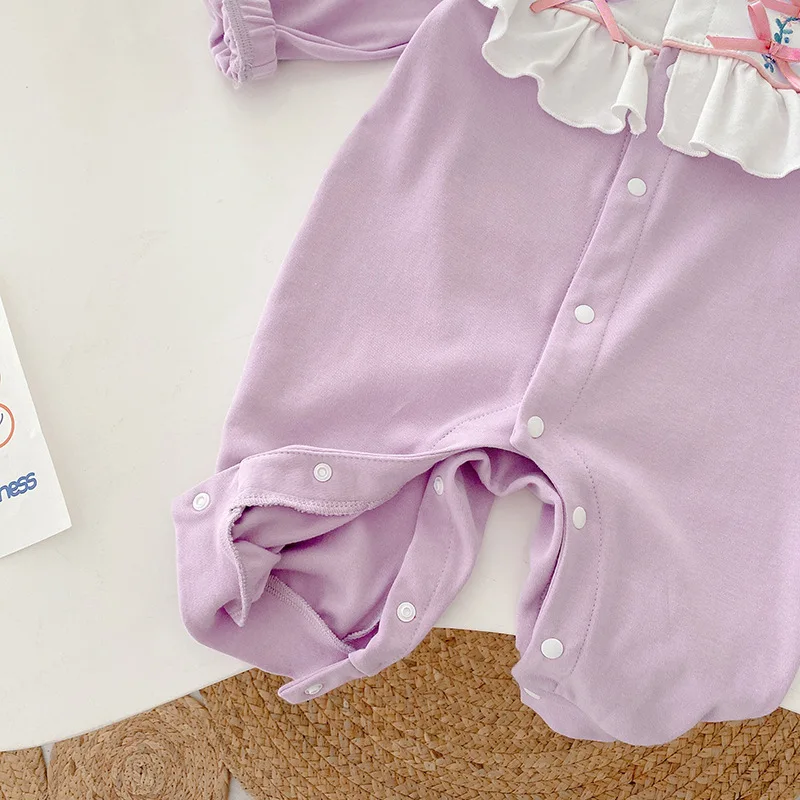 Freely Move Summer Newborn Infant Baby Boys Girls Rompers Jumpsuits Playsuits Onepiece Cotton Bow Long Sleeve Toddler Baby