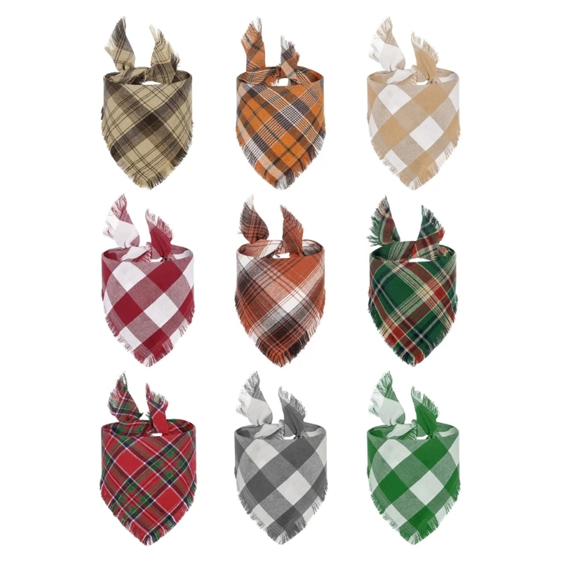

Dog Plaids Bandanas Thanksgiving Pet Party Scarf Bandana Collar Scarf Adjustable Dog Scarf Pet Holiday Decor