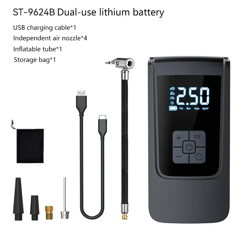 

Беспроводной автомобильный воздушный насос, портативный воздушный компрессор, электрический накачиватель шин с ЖК-цифровым дисплеем для автомобилей, мотоциклов, велосипедного мяча