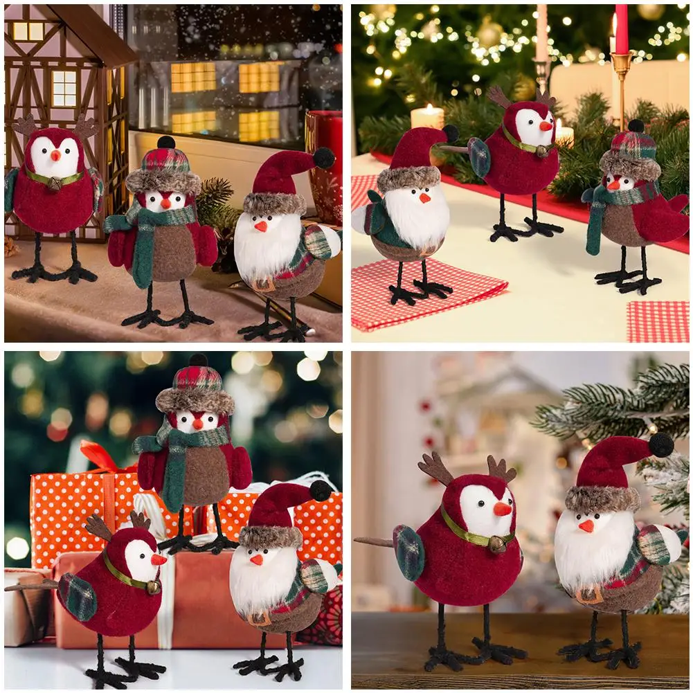 2024 рождественские милые птицы креативные Санта-Клаус птица стоячие настольные